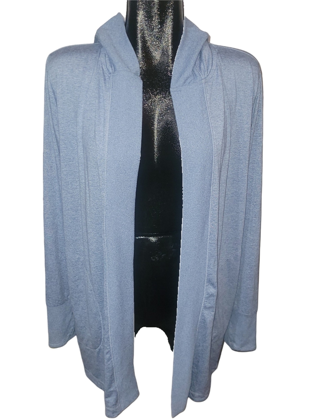 Athleta Light Blue Open-Front Women's Hooded Activewear Cardigan Sweater L